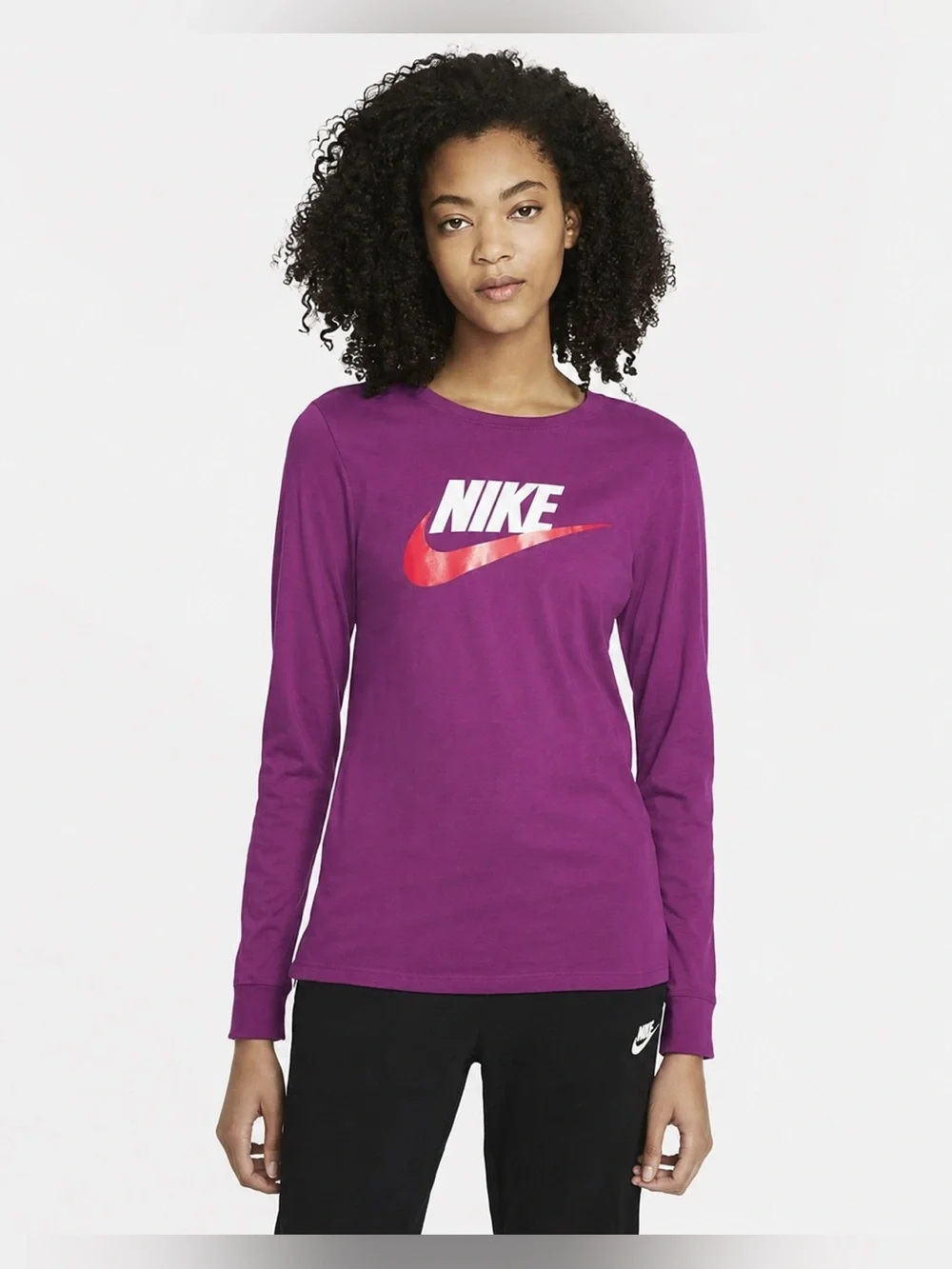 Nike Purple Long Sleeve Logo Shirt Size S